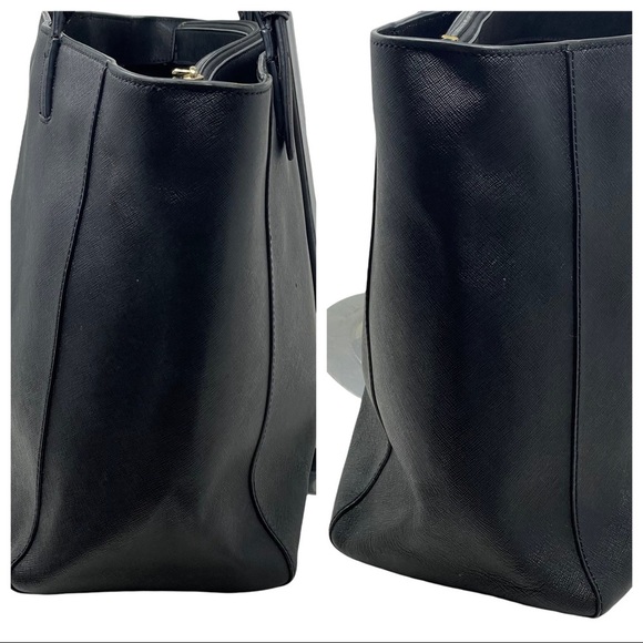 Tory Burch York Black Leather Large Buckle Tote - Picture 8 of 12